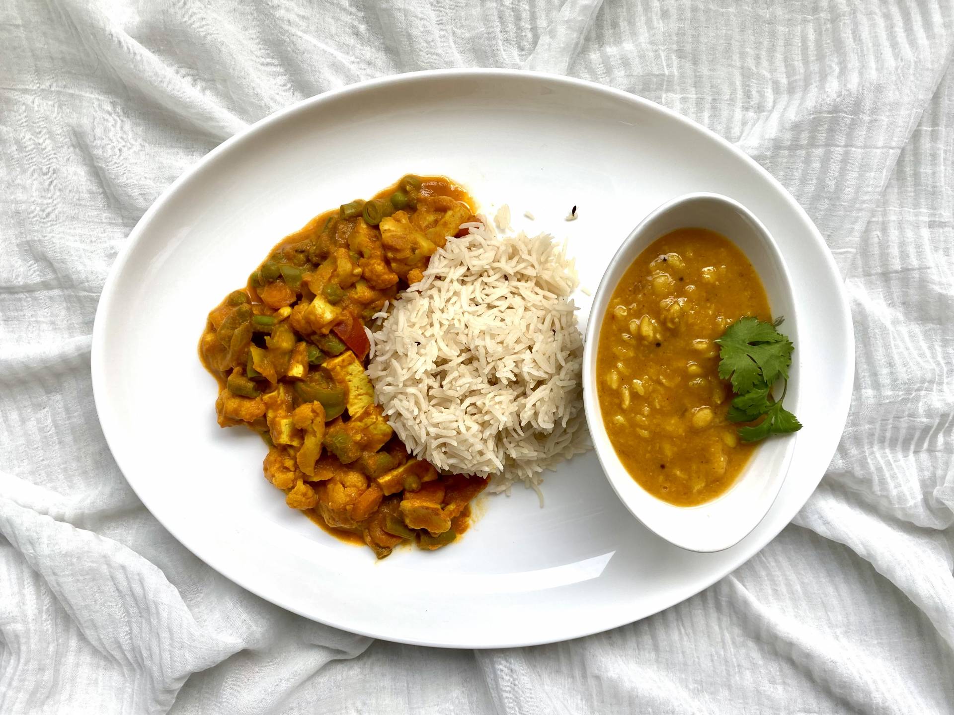 Toor Daal with Mixed Vegetable Sabji